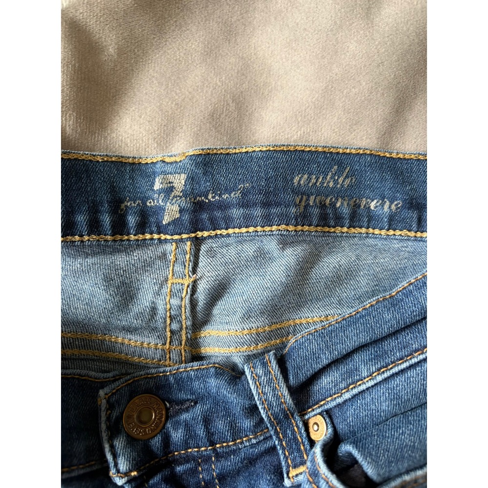 7 For All Mankind Ankle Gwenevere Skinny Jeans Medium Wash Blue Denim Size 28 - Picture 3 of 5